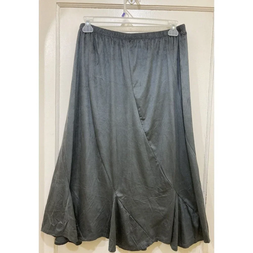 Urban CoCo Maxi Skirt Womens XL Gray‎ Soft Velour Flowy Ruffle Hem NWT